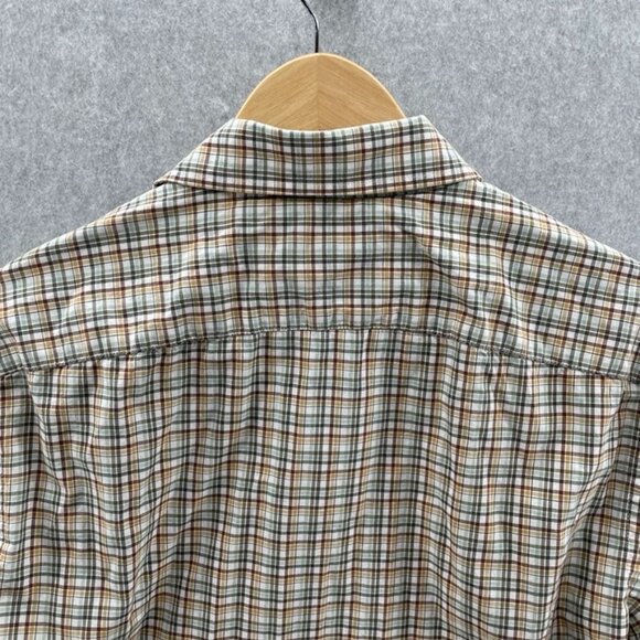 Banana Republic Button Front Shirt Mens Medium Slim Fit Brown Plaid Cotton - Picture 4 of 8